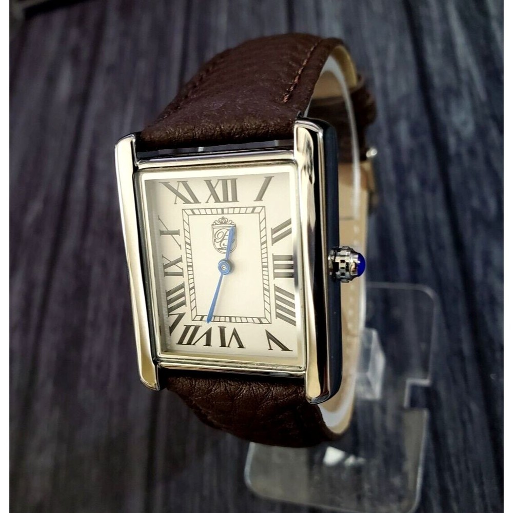 Pierre Lucerne 1888 Must Tank Style Mens Dress Watch Swiss Inspired Brown Band - Picture 5 of 16